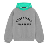 Ess. Nylon Fleece Hoodie 'Dark Heather Oatmeal Mint Leaf'