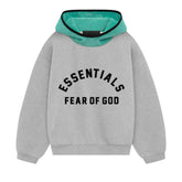 Ess. Nylon Fleece Hoodie 'Light Heather Grey Mint Leaf'