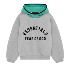 Ess. Nylon Fleece Hoodie 'Light Heather Grey Mint Leaf'