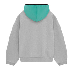 Ess. Nylon Fleece Hoodie 'Light Heather Grey Mint Leaf'