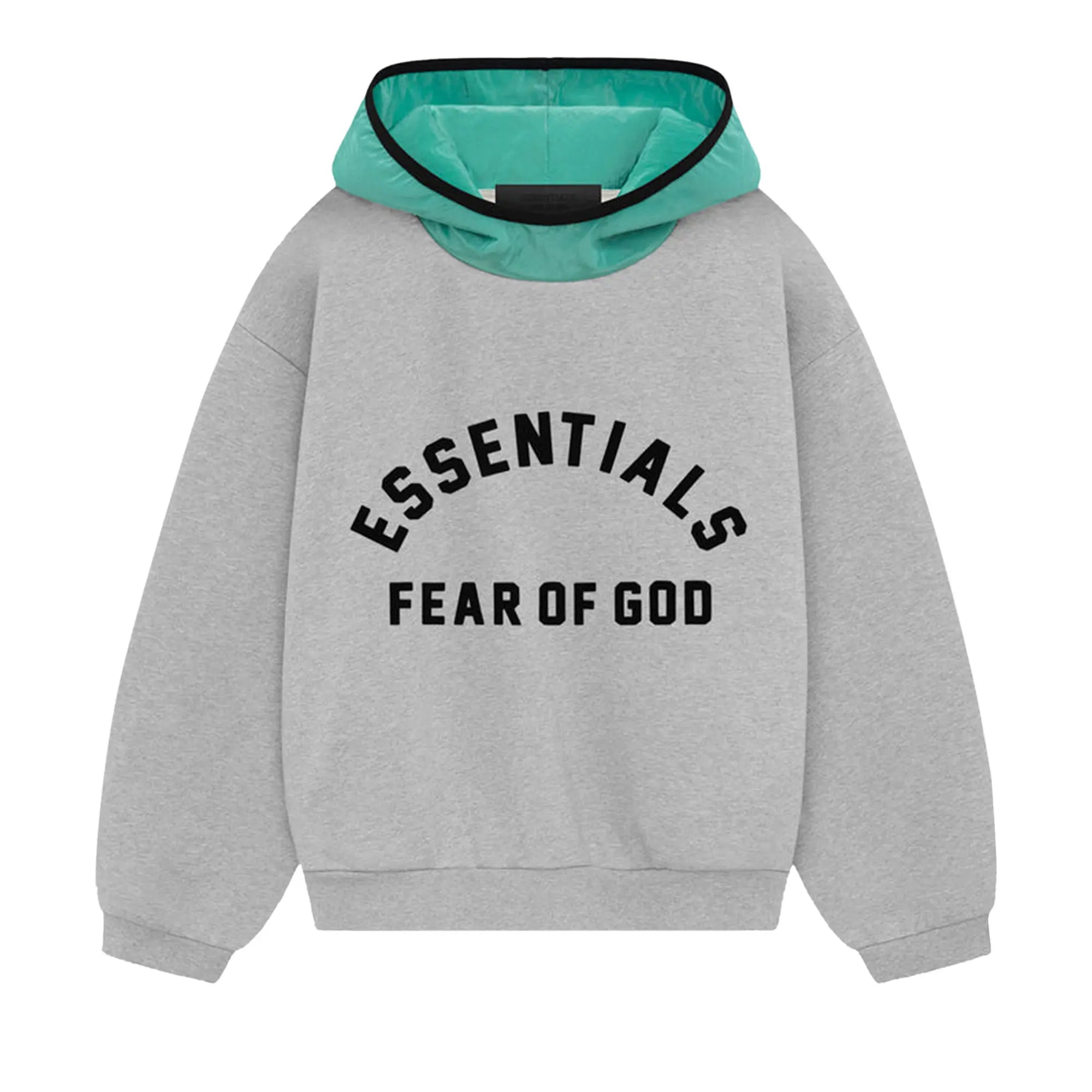 Ess. Nylon Fleece Hoodie 'Light Heather Grey Mint Leaf'