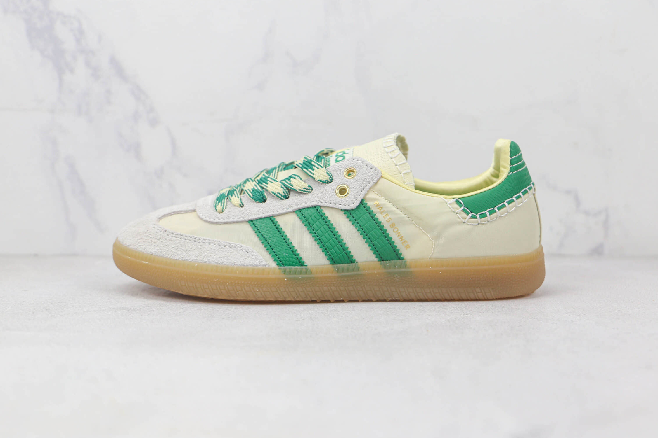 Adidas Wales Bonner x Samba 'Cream White Bold Green' GY4344 - Stylish Collaboration Revealing Unique Design