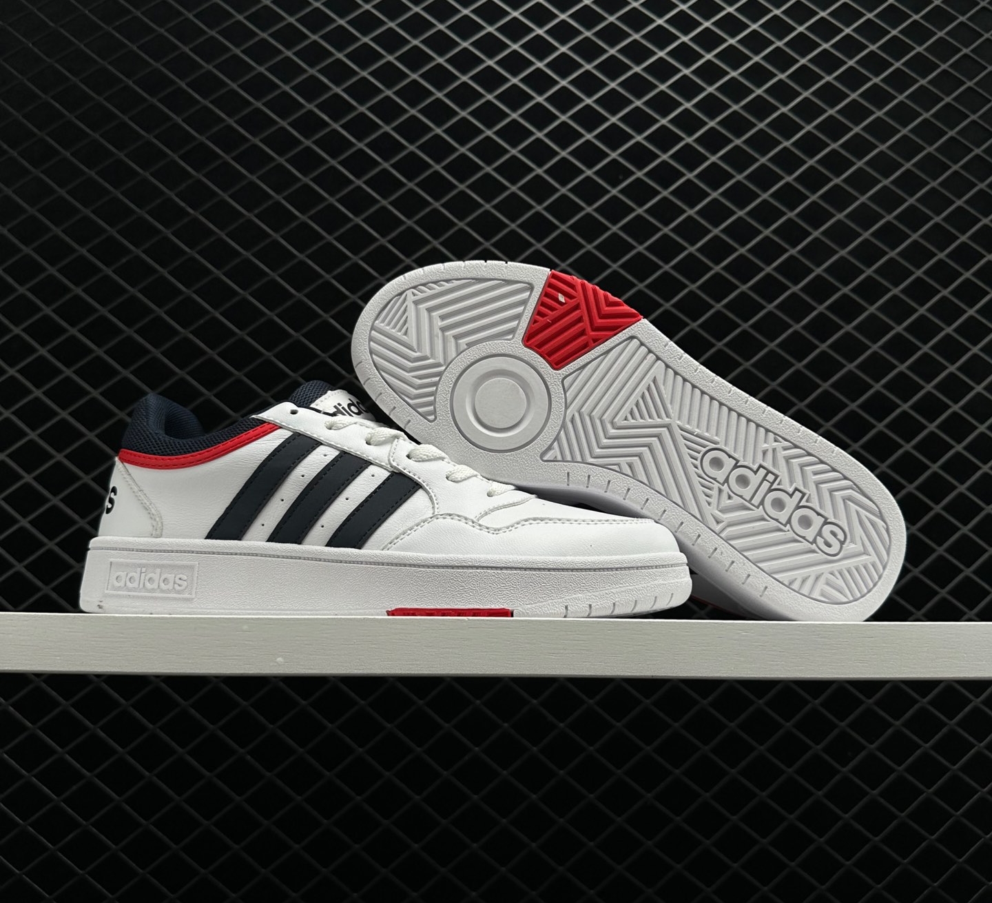 Adidas Hoops 3.0 Low Classic Vintage Shoes White Vivid Red GY5427 - Stylish Retro Design for Casual Comfort