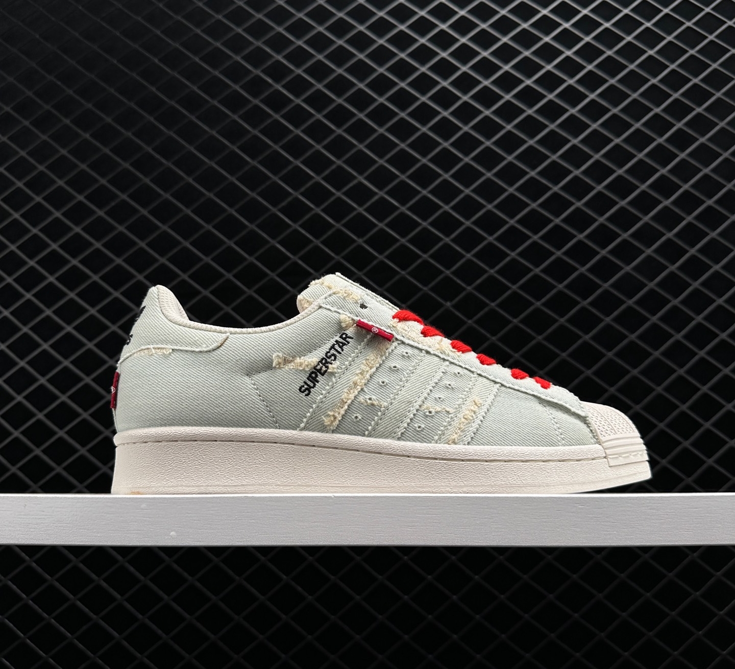 Adidas Originals Superstar Denim Blue Red Cloud White GE4988 – Stylish and trendy sneakers.
