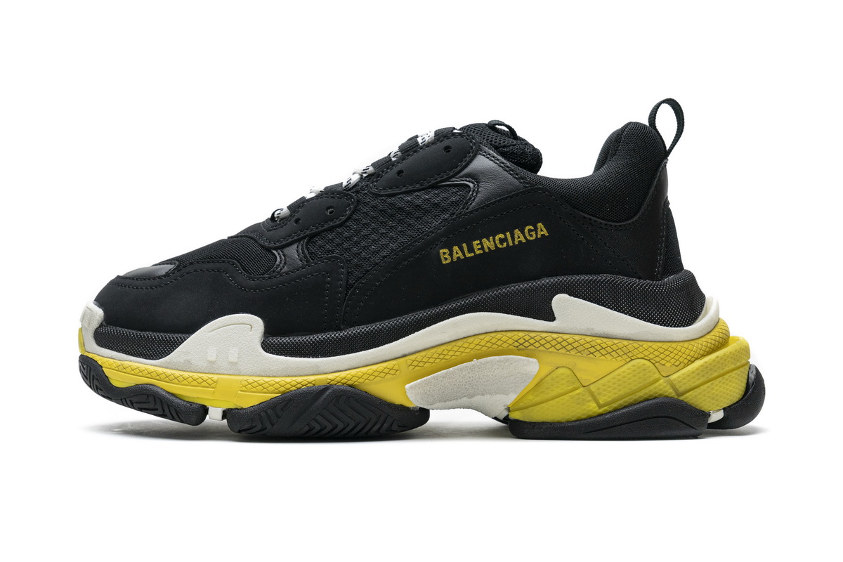 Balenciaga Triple S Black Yellow 483513 W06E1 1078 - Stylish and Trendy Footwear