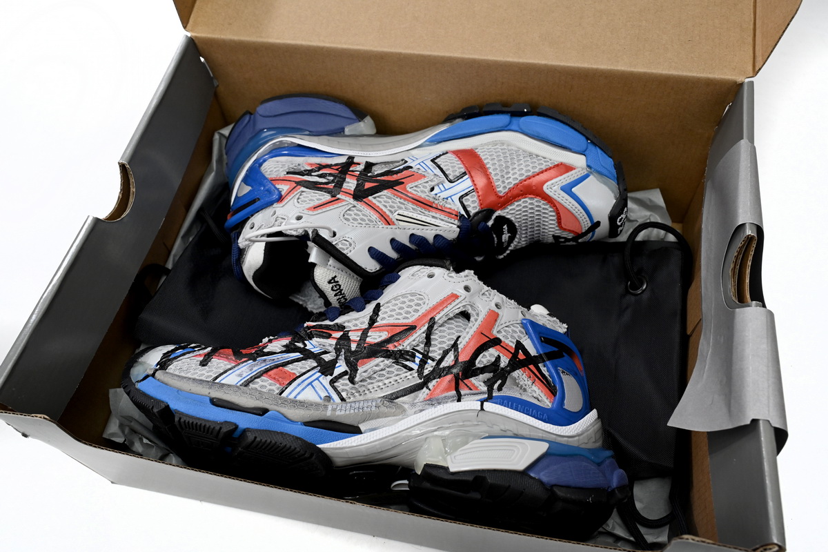 Balenciaga Runner White & Blue Printing Sneakers - Limited Edition