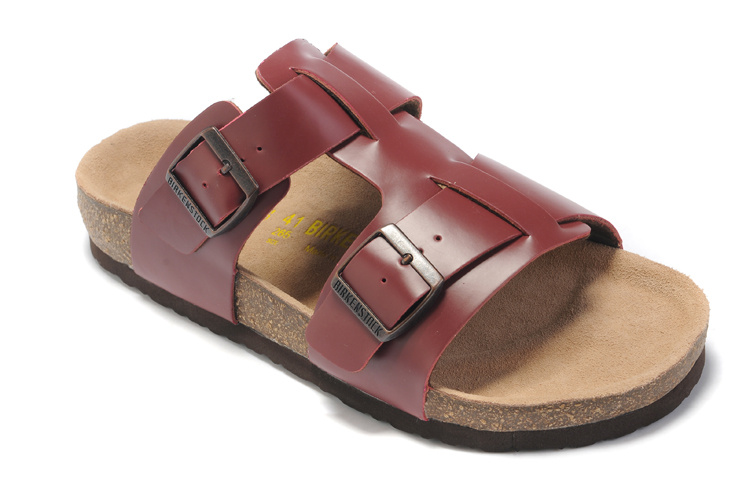 Birkenstock Riva Dark Red Leather Sandals - Premium Quality Footwear