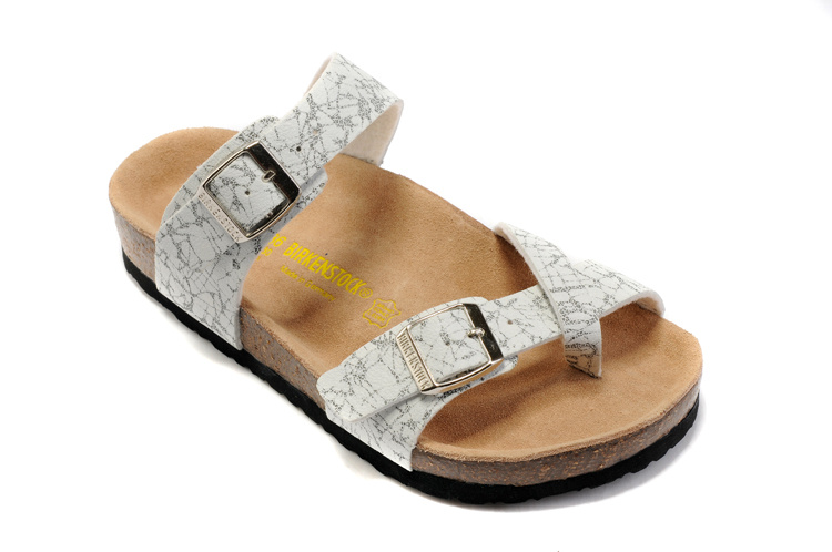 Birkenstock Mayari Black White Leather Sandals | Striped Design